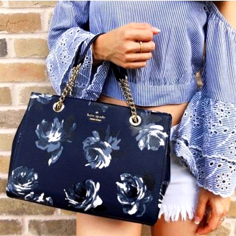 👉*NWOT* KATE SPADE BRIAR LANE NIGHT ROSE MEENA LEATHER CROSSBODY BAG NAVY ~NEW